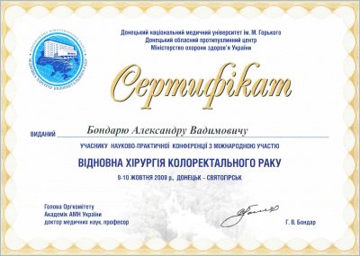 сертификат Александр Бондарь