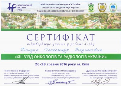сертификат Александр Бондарь
