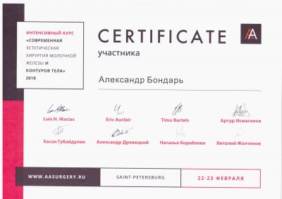 сертификат Александр Бондарь
