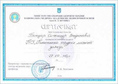 сертификат Александр Бондарь