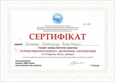 сертификат Александр Бондарь